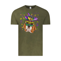 Vintage Olive mardi gras  mask beagle Vintage Tee - RanaPortraitStore
