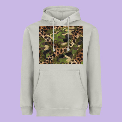 Camouflage  Leopard Heavyweight Hoodie Designed By Barkaloodesign
