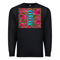 Black xoxo valentine's day pink roses and hearts Premium Sweatshirt - Jasminsmagicworld