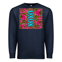 Navy xoxo valentine's day pink roses and hearts Premium Sweatshirt - Jasminsmagicworld