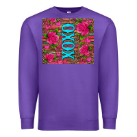 Purple xoxo valentine's day pink roses and hearts Premium Sweatshirt - Jasminsmagicworld