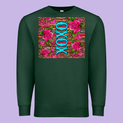 Xoxo Valentine's Day Pink Roses And Hearts Premium Sweatshirt Designed By Jasminsmagicworld
