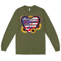 Army Green American heart southern soul Long Sleeve Tee - CowGirlArtShop