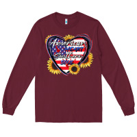 Burgundy American heart southern soul Long Sleeve Tee - CowGirlArtShop