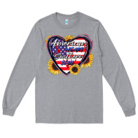 Heather Grey American heart southern soul Long Sleeve Tee - CowGirlArtShop