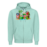 Seafoam puerto rico coffee cups Zipper Hoodie - AdoDesignShop