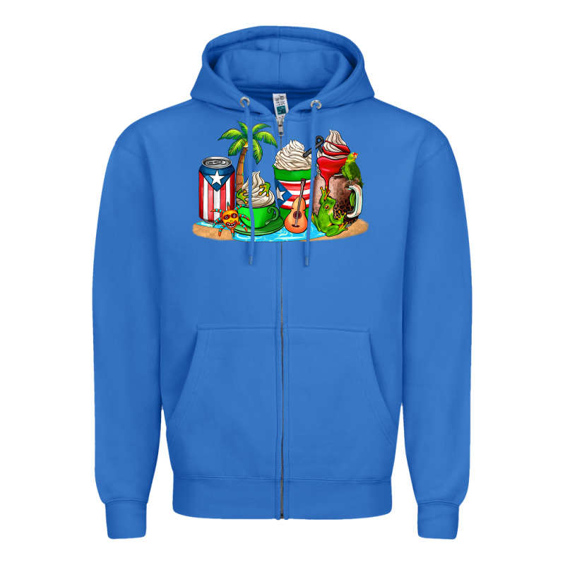 Puerto Rico Coffee Cups Zipper Hoodie by AdoDesignShop | Teevron