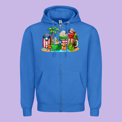 Puerto Rico Coffee Cups Zipper Hoodie Designed By Adodesignshop