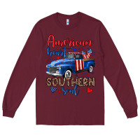 Burgundy American heart southern soul truck Long Sleeve Tee - Neo Western