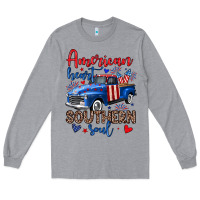 Heather Grey American heart southern soul truck Long Sleeve Tee - Neo Western