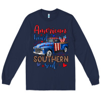 Navy American heart southern soul truck Long Sleeve Tee - Neo Western