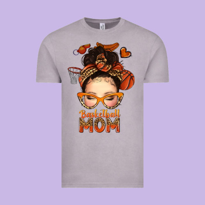 Vintage Tee basketball messy bun mom