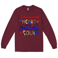 Burgundy American heart southern soul Long Sleeve Tee - Neo Western