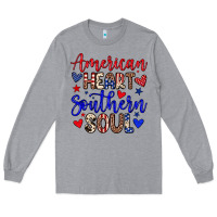 Heather Grey American heart southern soul Long Sleeve Tee - Neo Western