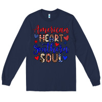 Navy American heart southern soul Long Sleeve Tee - Neo Western