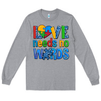 Heather Grey love needs no words autism Long Sleeve Tee - AdoDesignShop