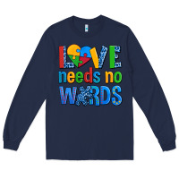 Navy love needs no words autism Long Sleeve Tee - AdoDesignShop