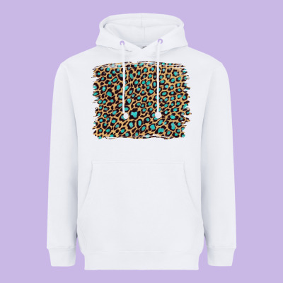 Leopard With Turquoise Glitter Heavyweight Hoodie Designed By Artiststas