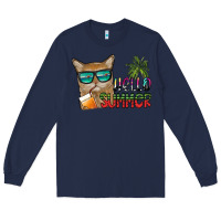Navy hello summer Long Sleeve Tee - SublimationCraftShop