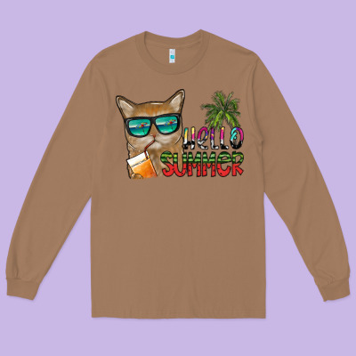 Hello Summer Long Sleeve Tee Designed By Sublimationcraftshop