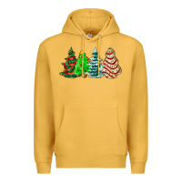 Mustard Christmas tree cakes and Christmas trees  ado Premium Hoodie - AdoDesignShop