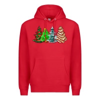 Red Christmas tree cakes and Christmas trees  ado Premium Hoodie - AdoDesignShop