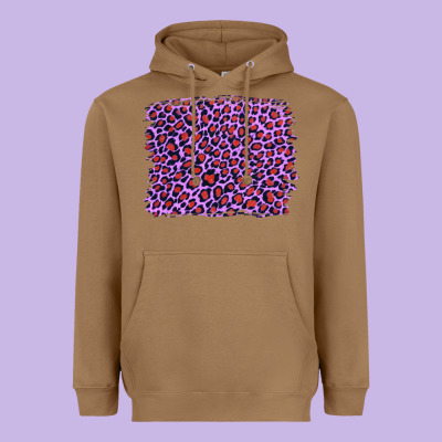 Lilac Leopard With Red Glitter Heavyweight Hoodie Designed By Artiststas