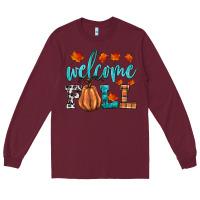 Burgundy welcome fall Long Sleeve Tee - HRA Design Shop
