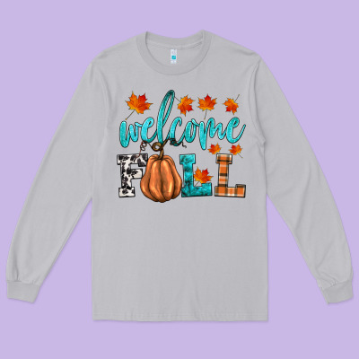 Welcome Fall Long Sleeve Tee Designed By Hra Design Shop