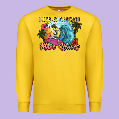 Life Is A Beach Make Waves Skeleton Premium Sweatshirt Designed By Nancycooperartshop