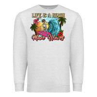 Oatmeal Heather Life is a beach make waves skeleton Premium Sweatshirt - NancyCooperArtShop