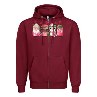 Burgundy pink Christmas coffee Zipper Hoodie - JahusDesignShop