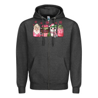 Charcoal Heather pink Christmas coffee Zipper Hoodie - JahusDesignShop
