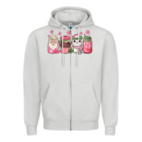 Dove Grey pink Christmas coffee Zipper Hoodie - JahusDesignShop