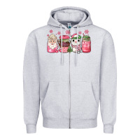 Heather Grey pink Christmas coffee Zipper Hoodie - JahusDesignShop