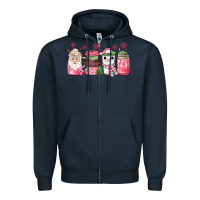 Navy pink Christmas coffee Zipper Hoodie - JahusDesignShop