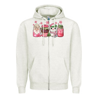 Oatmeal Heather pink Christmas coffee Zipper Hoodie - JahusDesignShop