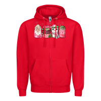 Red pink Christmas coffee Zipper Hoodie - JahusDesignShop