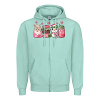 Seafoam pink Christmas coffee Zipper Hoodie - JahusDesignShop