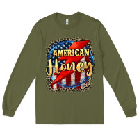 Army Green American honey 4th of july Long Sleeve Tee - CowGirlArtShop
