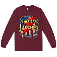 Burgundy American honey 4th of july Long Sleeve Tee - CowGirlArtShop
