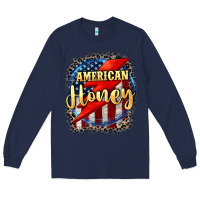 Navy American honey 4th of july Long Sleeve Tee - CowGirlArtShop