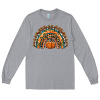 Heather Grey fall pumpkin rainbow Long Sleeve Tee - HRA Design Shop
