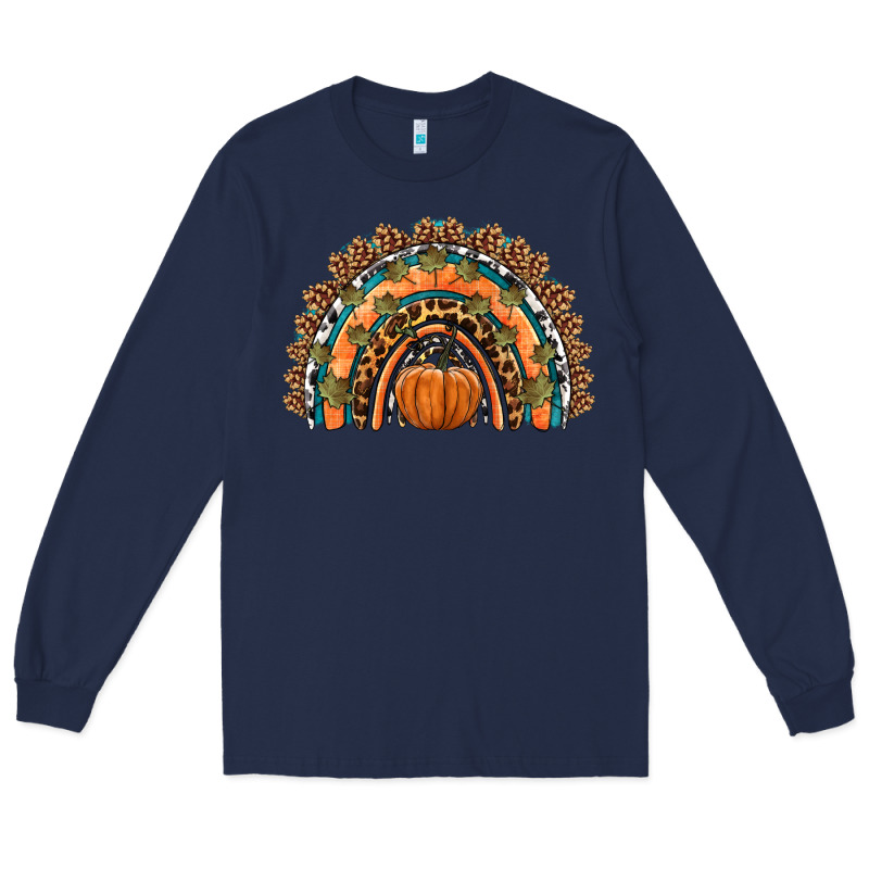 Fall Pumpkin Rainbow Long Sleeve Tee by HRA Design Shop | Teevron