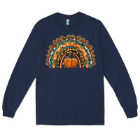 Navy fall pumpkin rainbow Long Sleeve Tee - HRA Design Shop