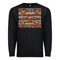 Black christmas turquoise serape highland cow Premium Sweatshirt - BarkalooDesign