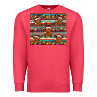 Cardinal christmas turquoise serape highland cow Premium Sweatshirt - BarkalooDesign