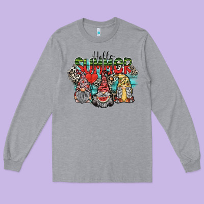 Hello Summer Long Sleeve Tee Designed By Sublimationcraftshop