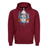Burgundy winter gnome coffee Zipper Hoodie - JahusDesignShop