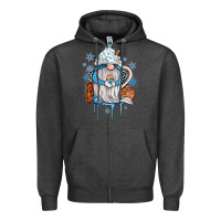 Charcoal Heather winter gnome coffee Zipper Hoodie - JahusDesignShop